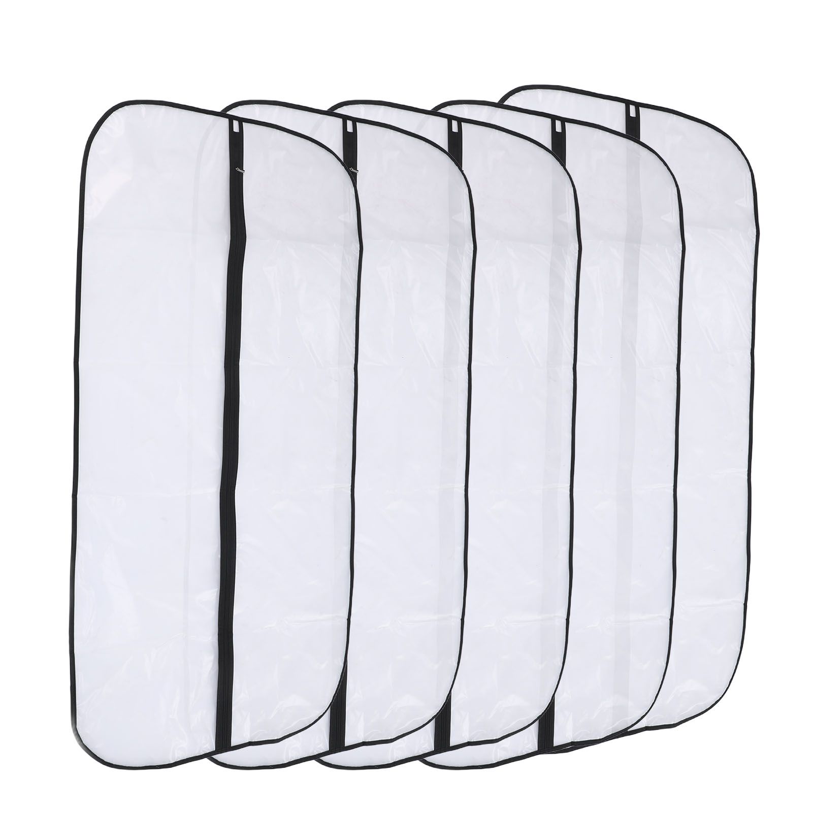 5pcs Hanging Garment Bags 23.6x47.2in Clear Plastic Zipped Clothes Dust Proof view 9