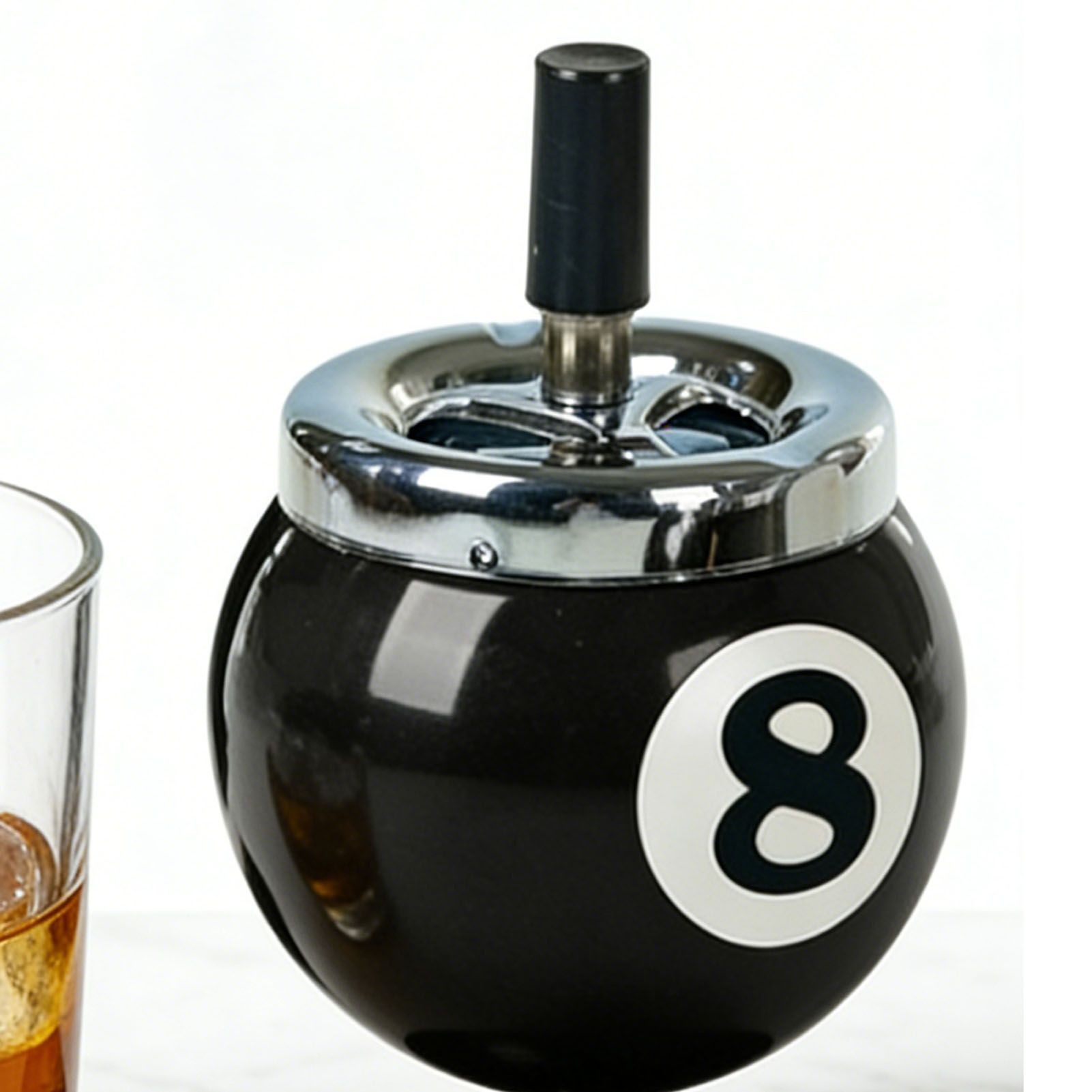 Stylish Metal Ashtray Billiards Ball Shape Large Capacity Windproof Ashtray view 12