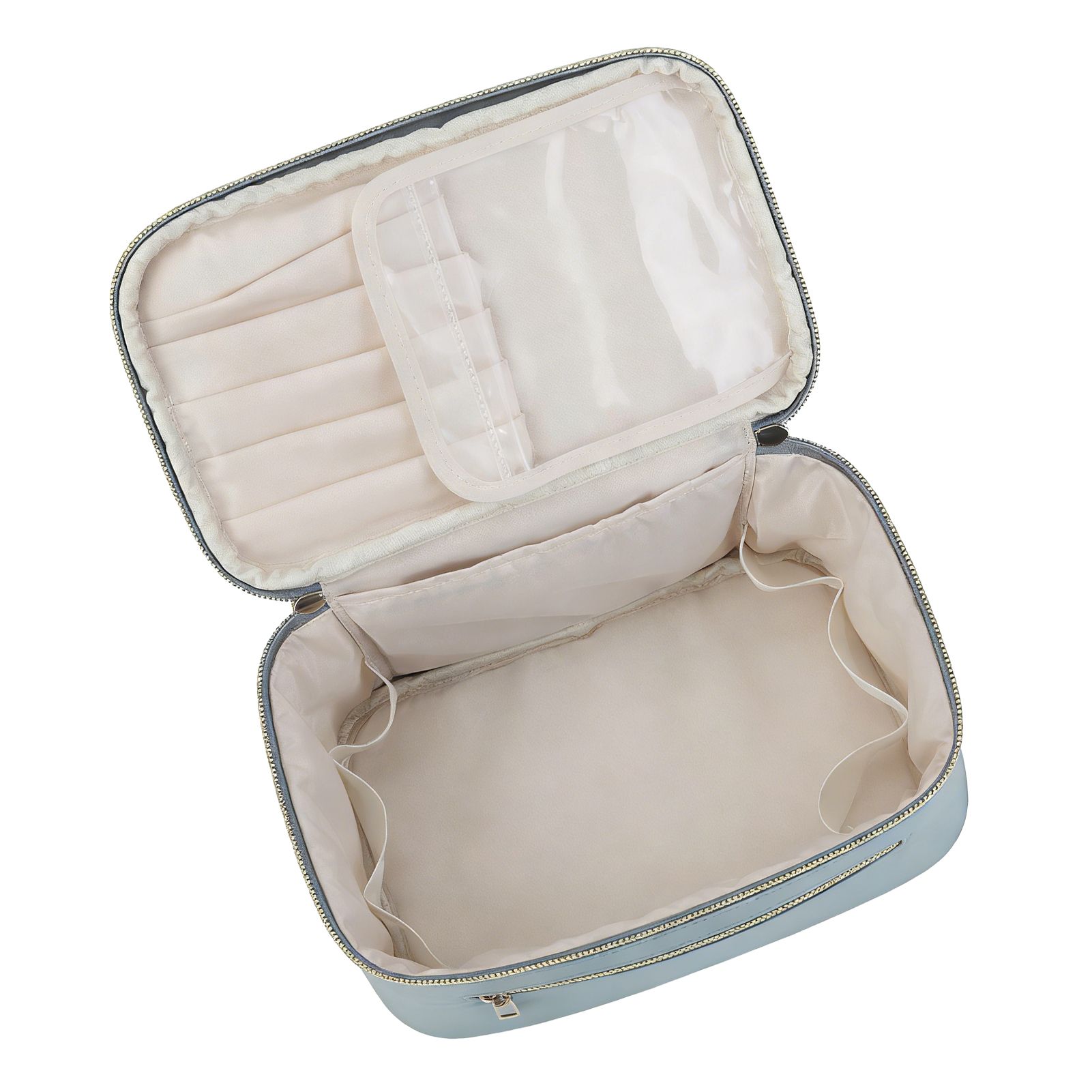 Toiletry Makeup Bag Large Capacity Water Proof PU Cosmetic Bag with Double view 7