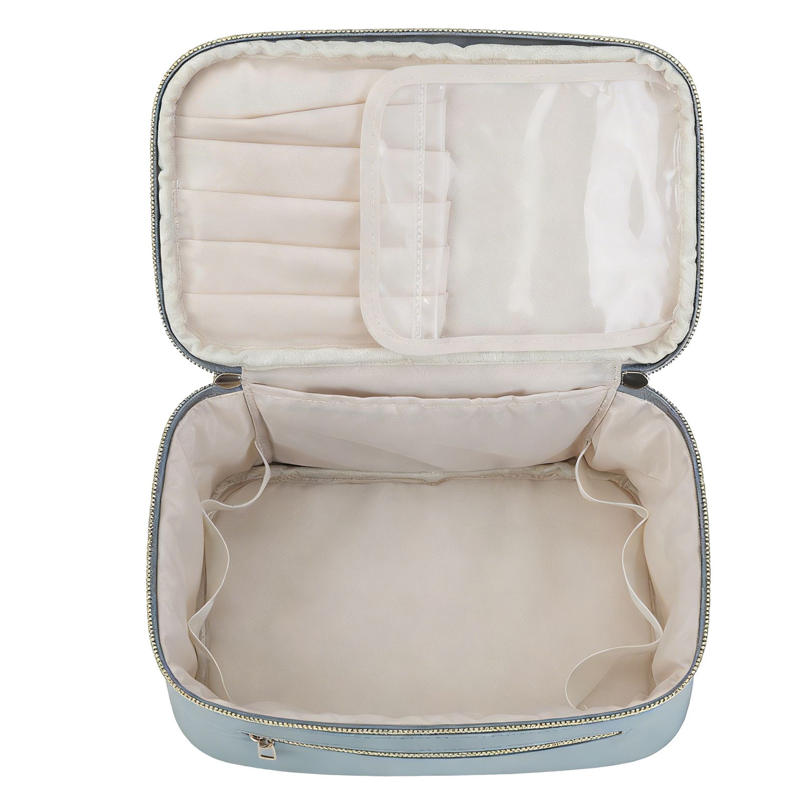 Toiletry Makeup Bag Large Capacity Water Proof PU Cosmetic Bag with Double view 9