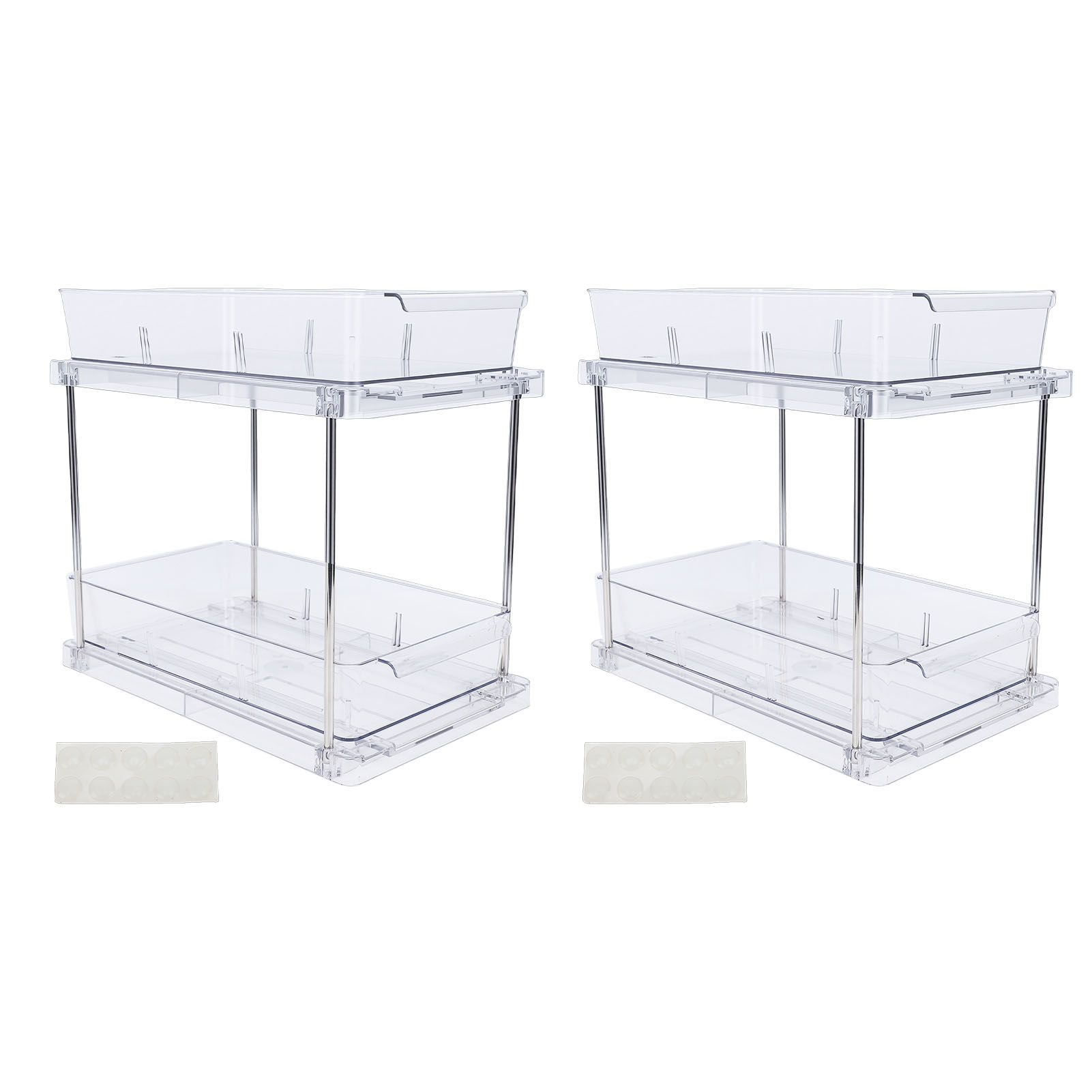 2 Tier Vertical Pull Out Cabinet Organizer Multifunctional Clear Slide Out view 3
