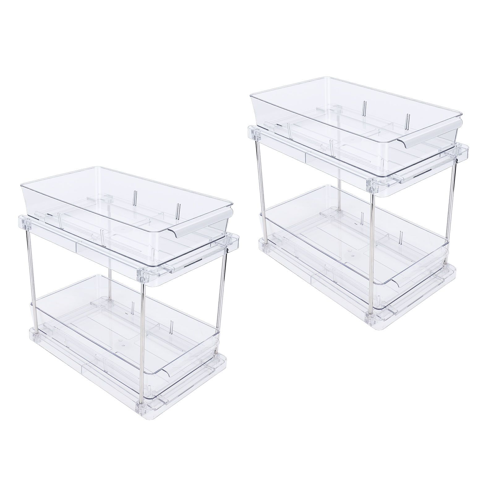 2 Tier Vertical Pull Out Cabinet Organizer Multifunctional Clear Slide Out view 4