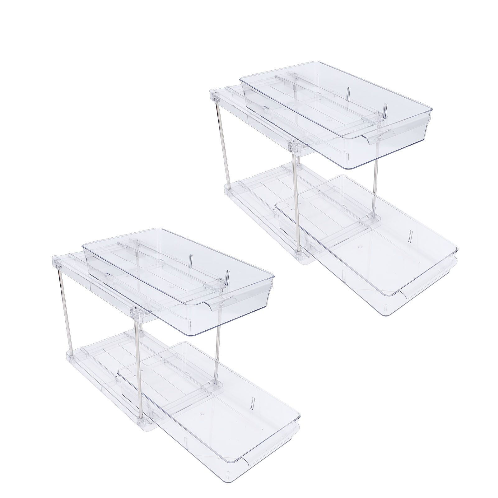2 Tier Vertical Pull Out Cabinet Organizer Multifunctional Clear Slide Out view 6