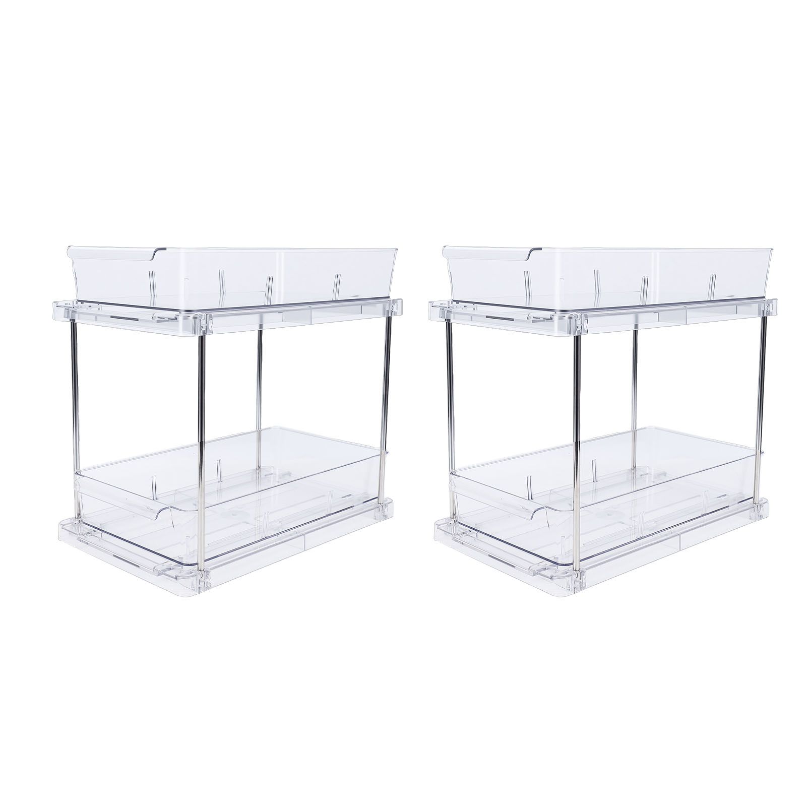 2 Tier Vertical Pull Out Cabinet Organizer Multifunctional Clear Slide Out view 8