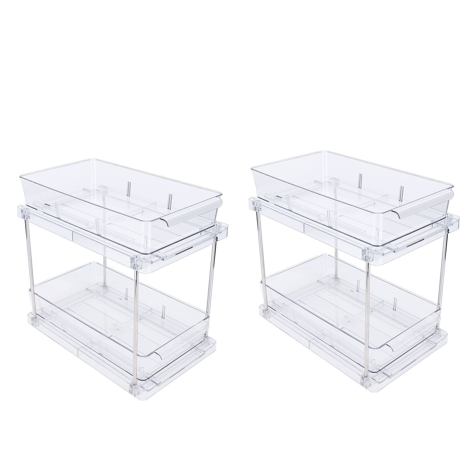 2 Tier Vertical Pull Out Cabinet Organizer Multifunctional Clear Slide Out view 12