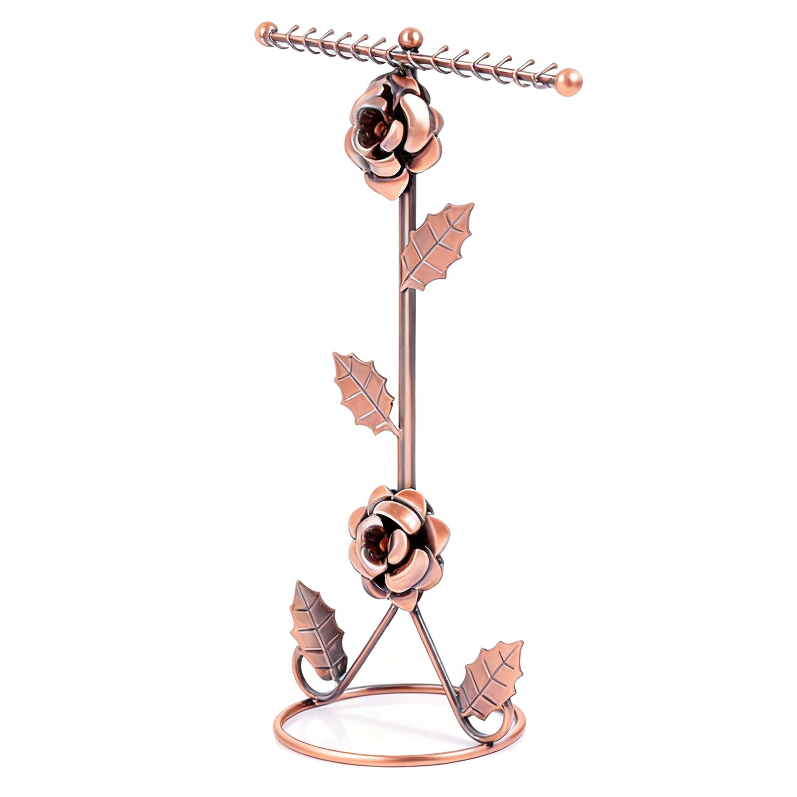 Jewelry Stand Elegant 3D Rose Style Stable Electroplated Metal Jewelry Holder