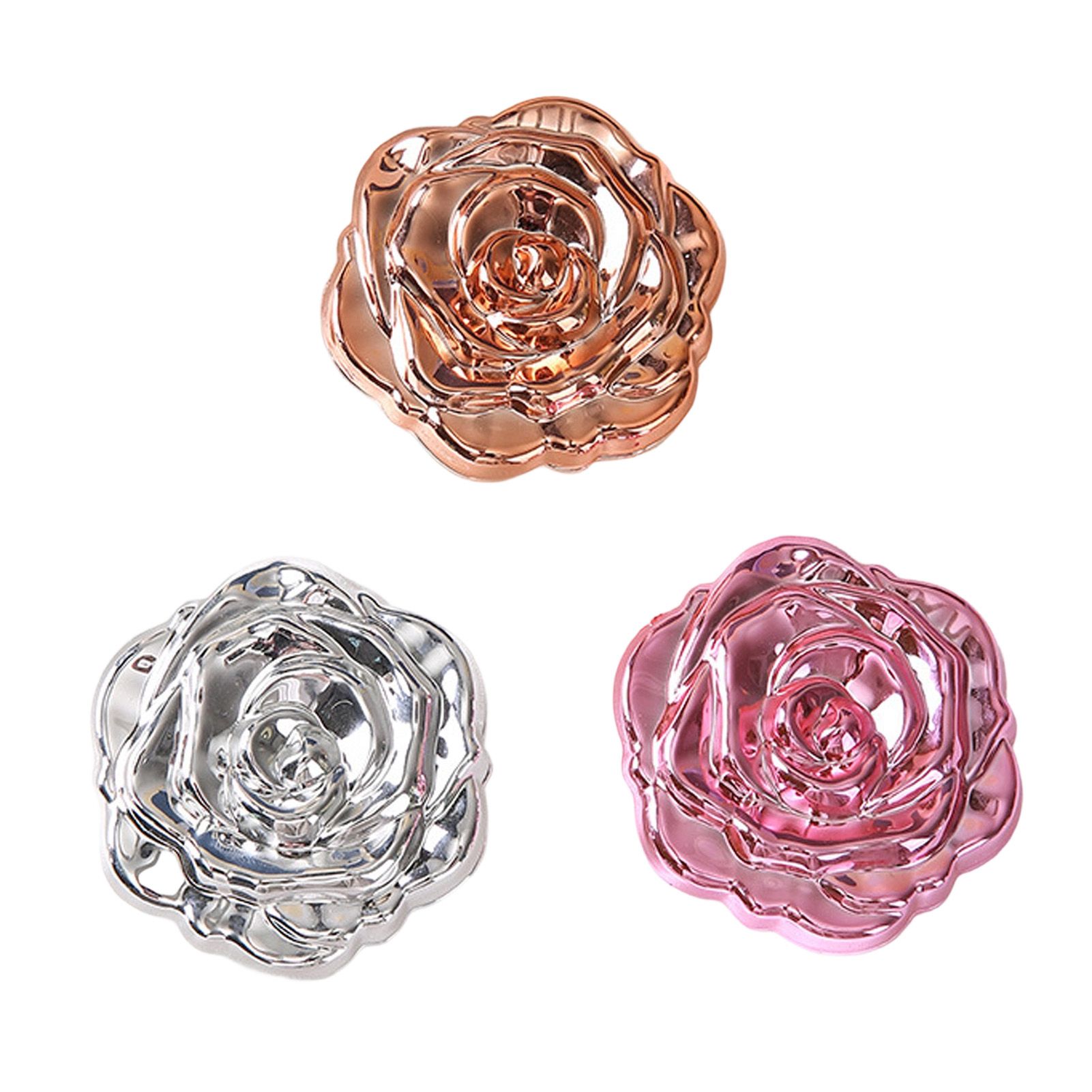 3PCS Pocket Mirror for Women PP Electroplated Rose Double Sided Portable view 2