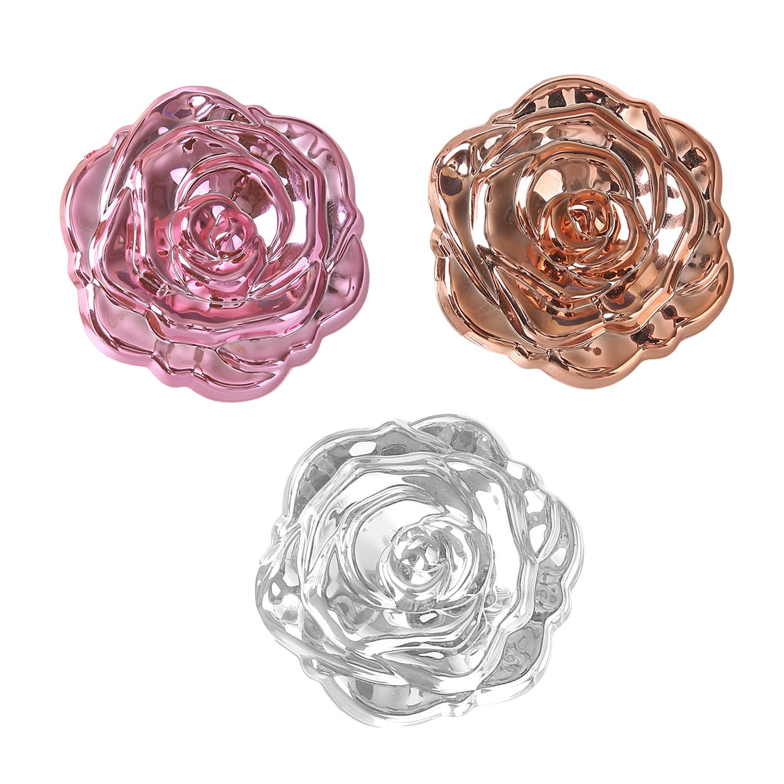 3PCS Pocket Mirror for Women PP Electroplated Rose Double Sided Portable view 5