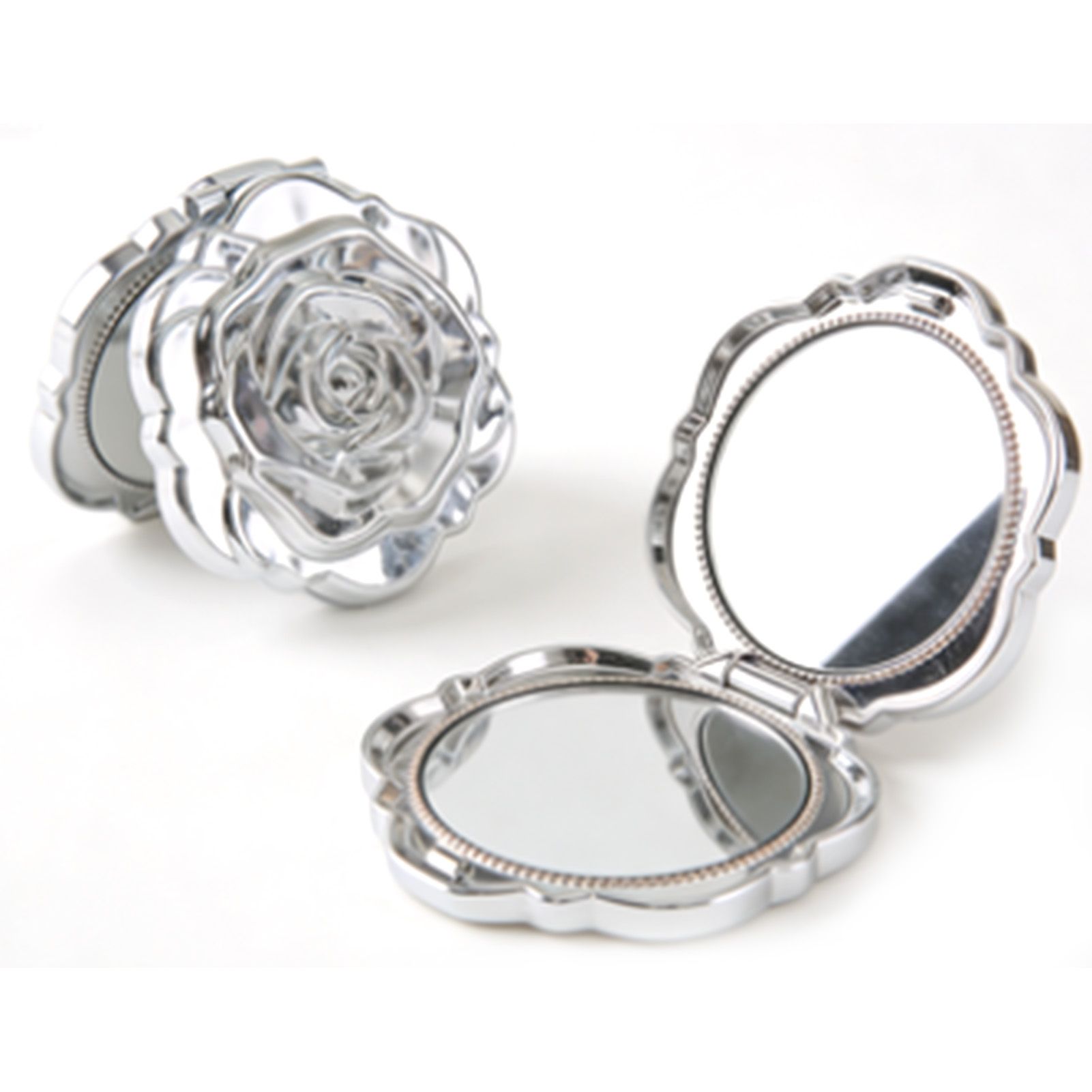 3PCS Pocket Mirror for Women PP Electroplated Rose Double Sided Portable view 9