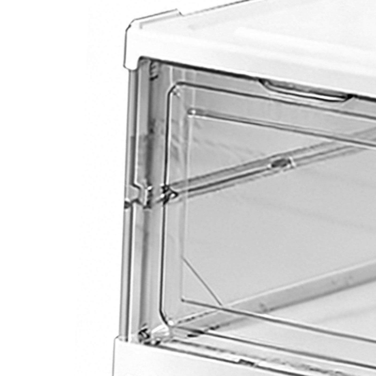 Shoe Storage Box Clear Plastic Stackable Shoe Organizer Space Saving Foldable view 2