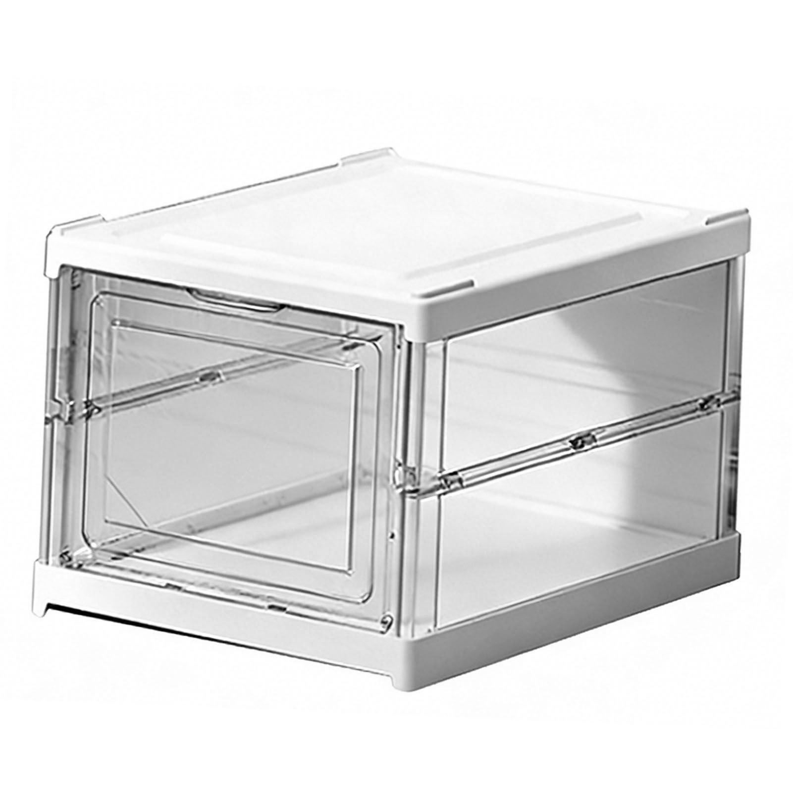Shoe Storage Box Clear Plastic Stackable Shoe Organizer Space Saving Foldable view 3