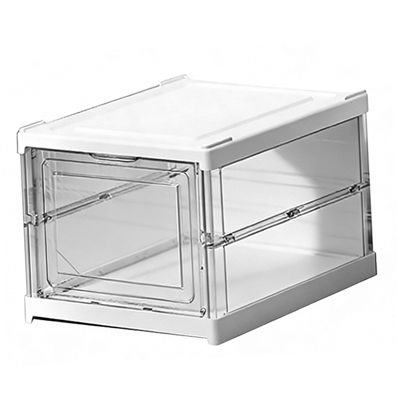 Shoe Storage Box Clear Plastic Stackable Shoe Organizer Space Saving Foldable view 4
