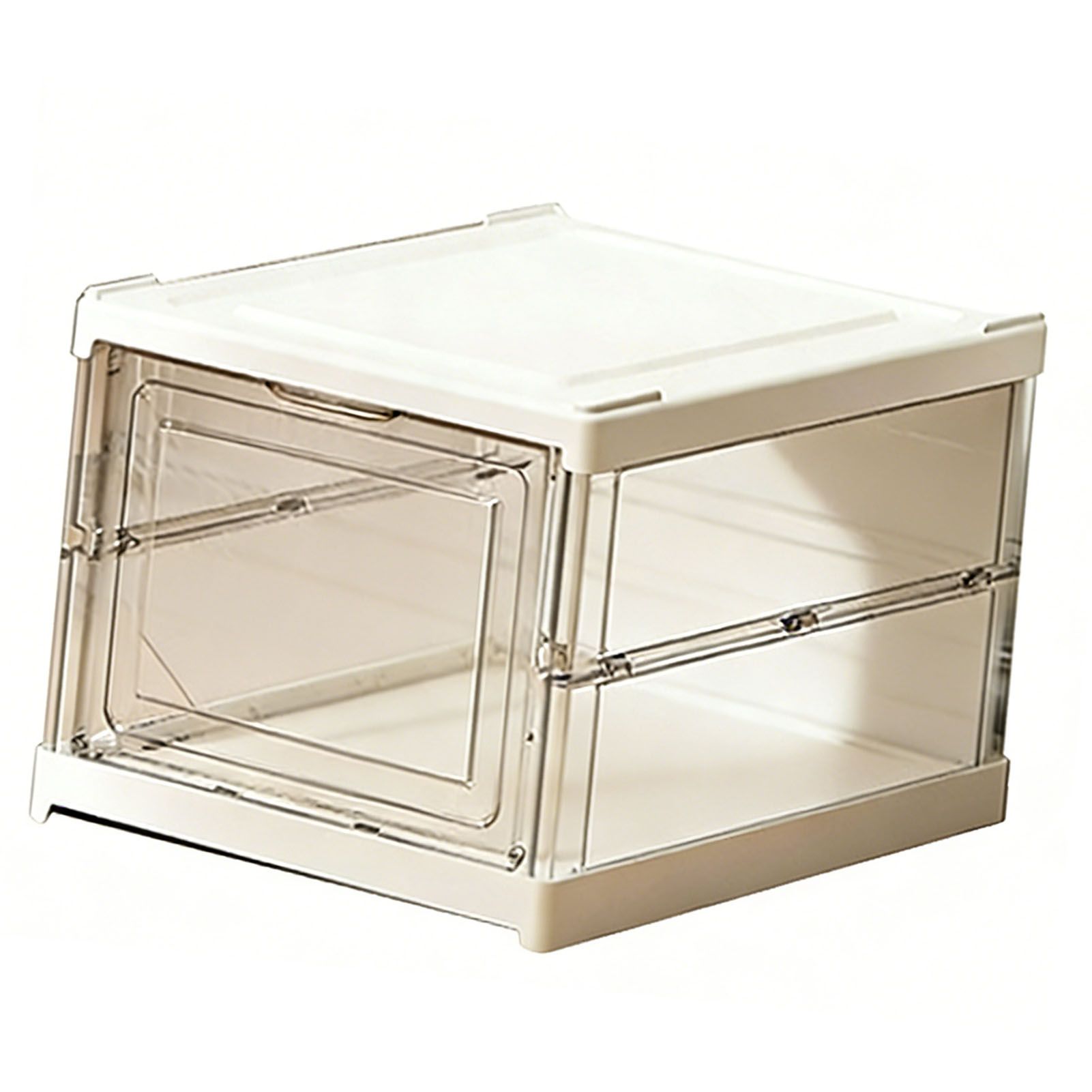 Shoe Storage Box Clear Plastic Stackable Shoe Organizer Space Saving Foldable view 8