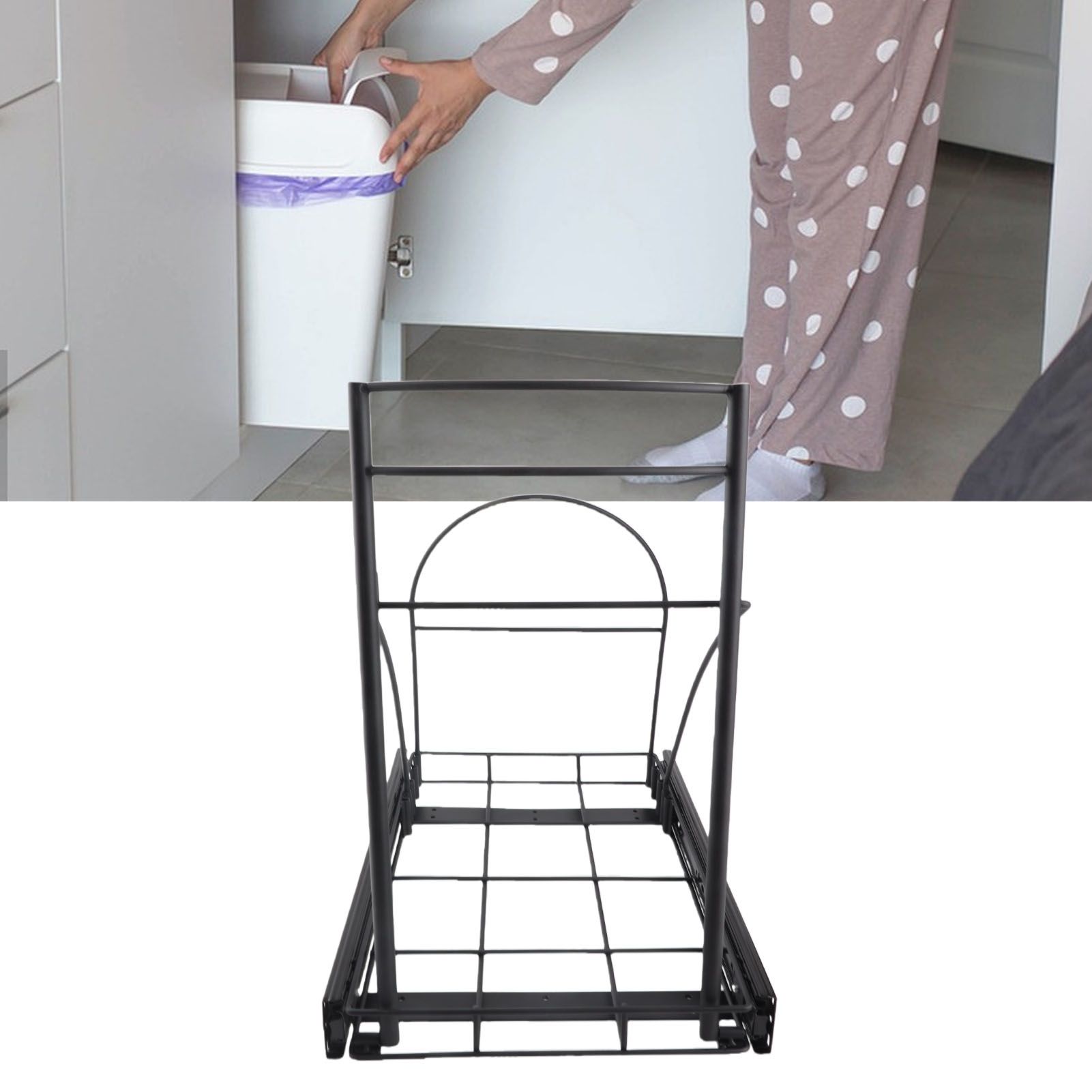 Pull Out Trash Can Rack Heavy Duty Adjustable Quiet Rail Slide Out Trash Can view 11