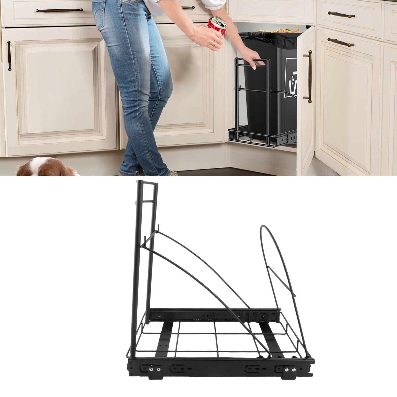 Pull Out Trash Can Rack Heavy Duty Adjustable Quiet Rail Slide Out Trash Can view 12