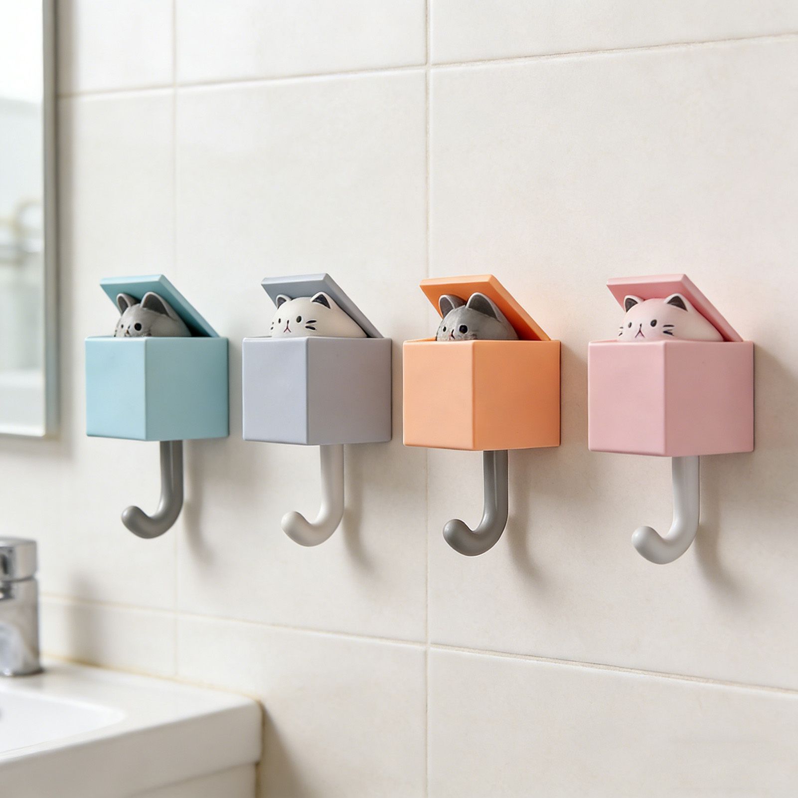 Cute Adhesive Coat Wall Hooks for Wall Door Creative Kawaii Room Decorative view 12