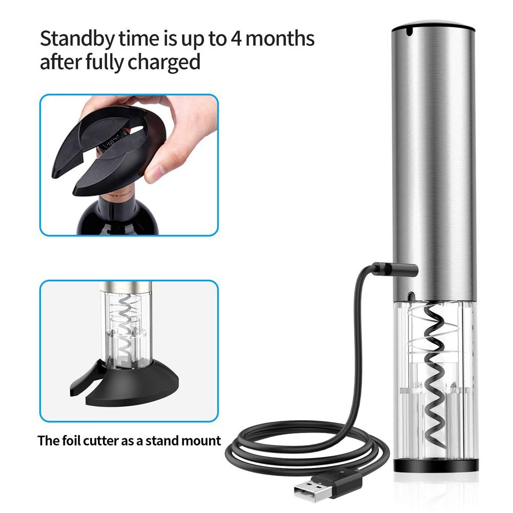 Stainless Steel USB Rechargeable Smart Electric Wine Opener Automatic Bottle view 11