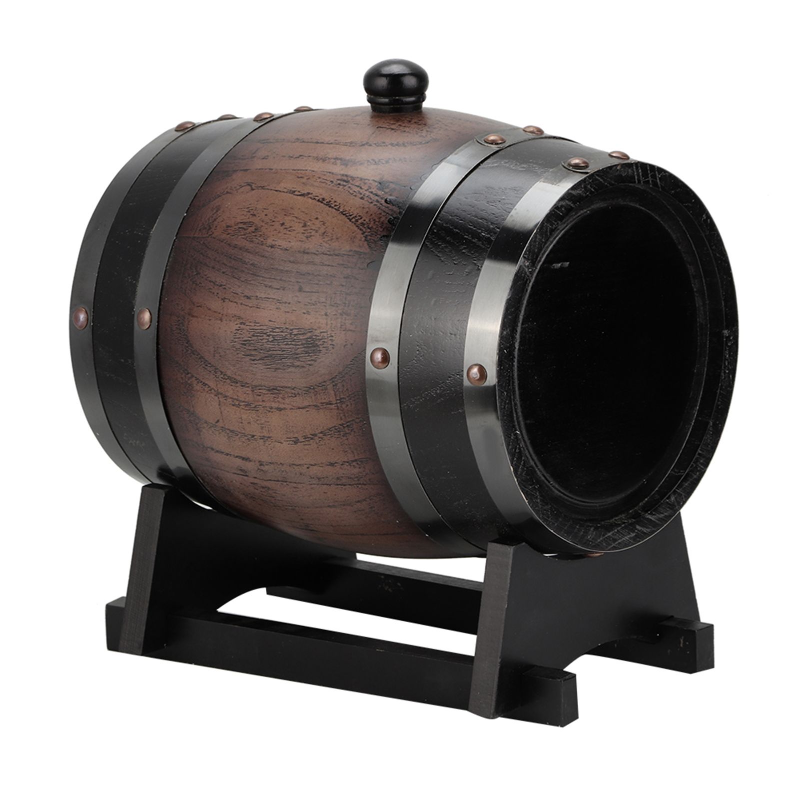 3L Vintage Striped Black Oak Red Wine Barrel Keg Bucket Container with Faucet view 4
