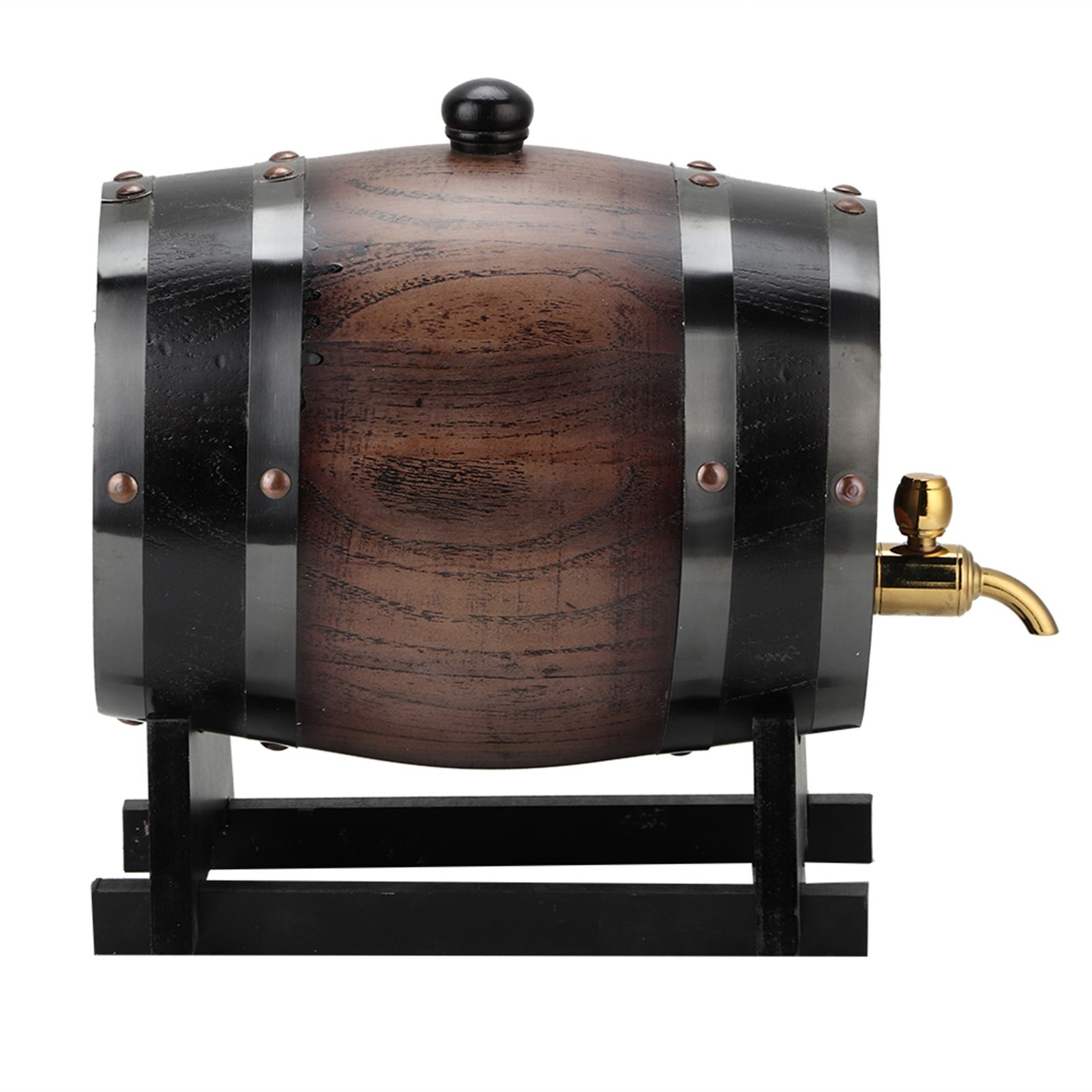 3L Vintage Striped Black Oak Red Wine Barrel Keg Bucket Container with Faucet view 6