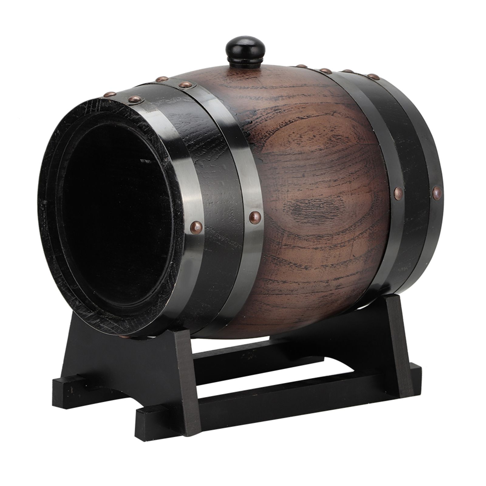 3L Vintage Striped Black Oak Red Wine Barrel Keg Bucket Container with Faucet view 7