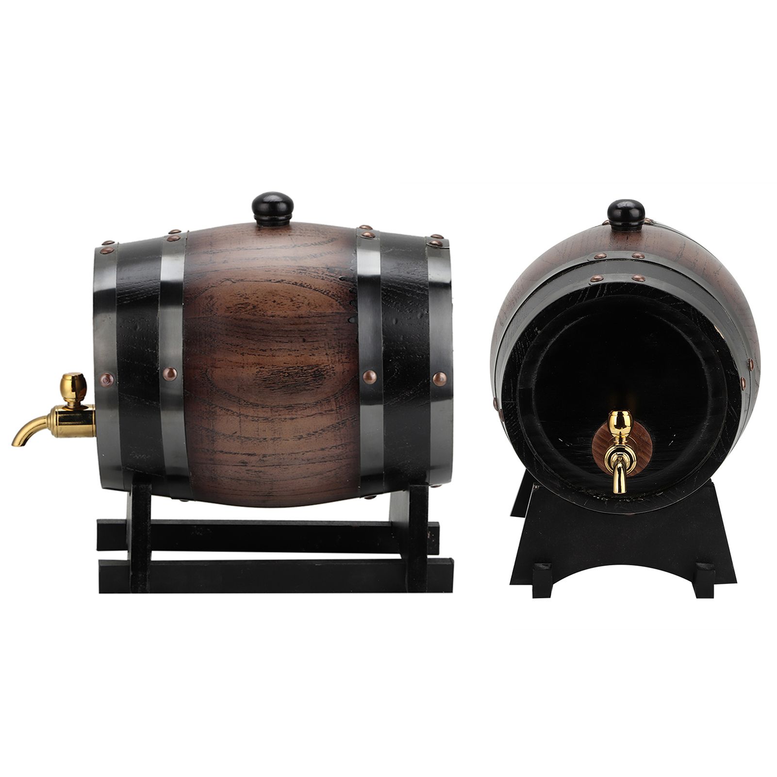 3L Vintage Striped Black Oak Red Wine Barrel Keg Bucket Container with Faucet view 8