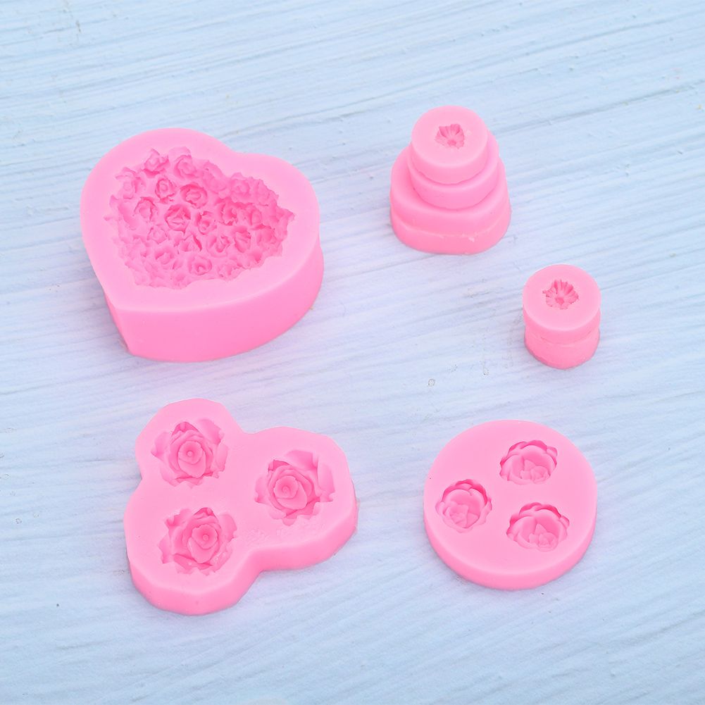 9Pcs Unique Heart Rose Shape Silicone Baking Chocolate Cake Mold DIY Baking view 6