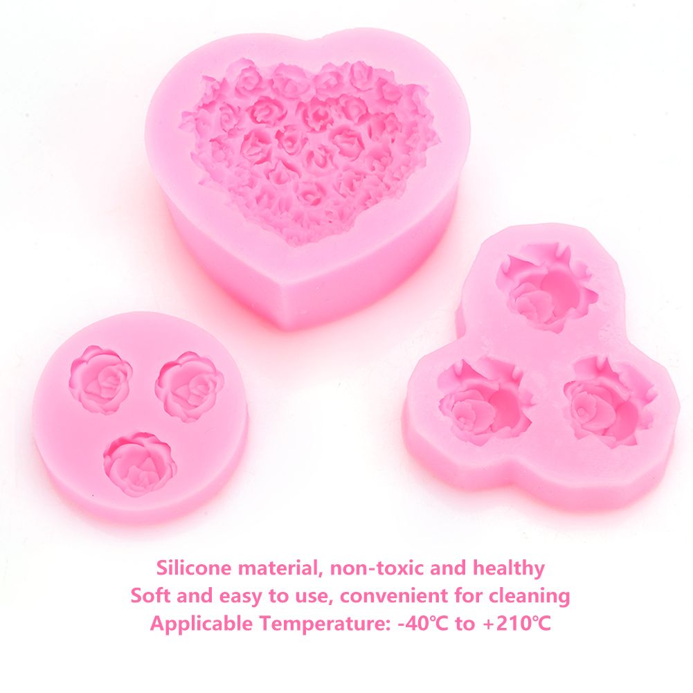 9Pcs Unique Heart Rose Shape Silicone Baking Chocolate Cake Mold DIY Baking view 7