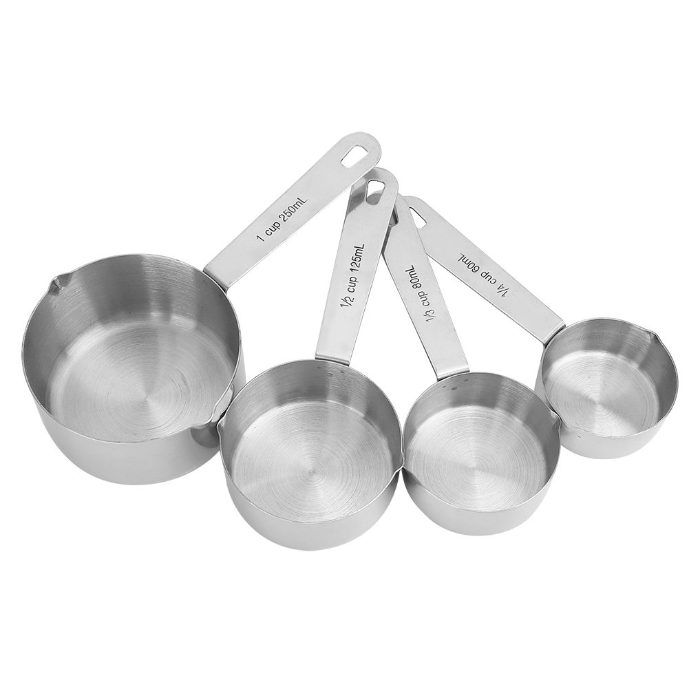 4Pcs/set Stainless Steel Measuring Cups Spoons Tableware Kitchen Baking Tools view 2