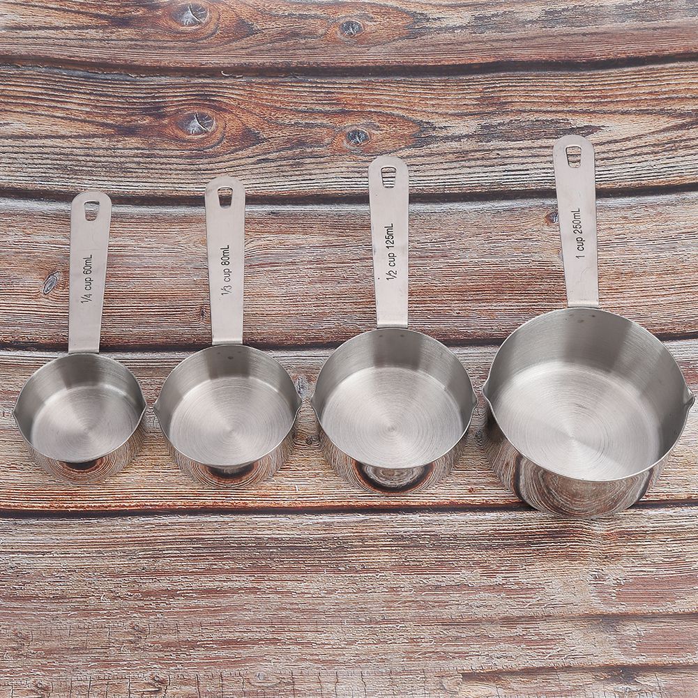4Pcs/set Stainless Steel Measuring Cups Spoons Tableware Kitchen Baking Tools view 3
