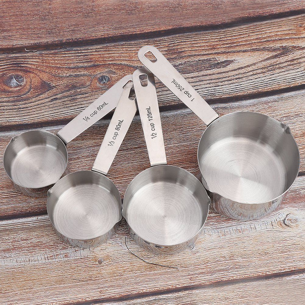 4Pcs/set Stainless Steel Measuring Cups Spoons Tableware Kitchen Baking Tools view 4