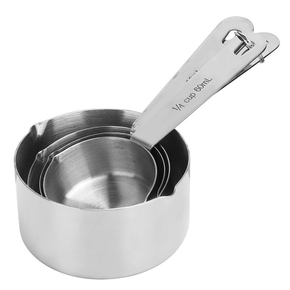 4Pcs/set Stainless Steel Measuring Cups Spoons Tableware Kitchen Baking Tools view 5