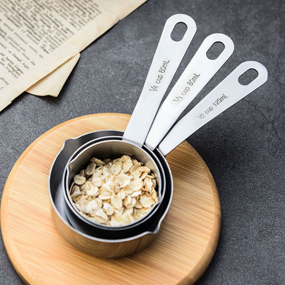 4Pcs/set Stainless Steel Measuring Cups Spoons Tableware Kitchen Baking Tools view 6