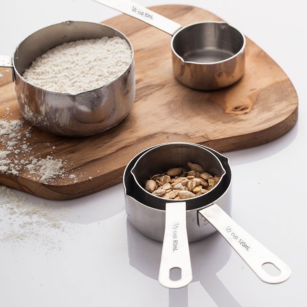 4Pcs/set Stainless Steel Measuring Cups Spoons Tableware Kitchen Baking Tools view 7