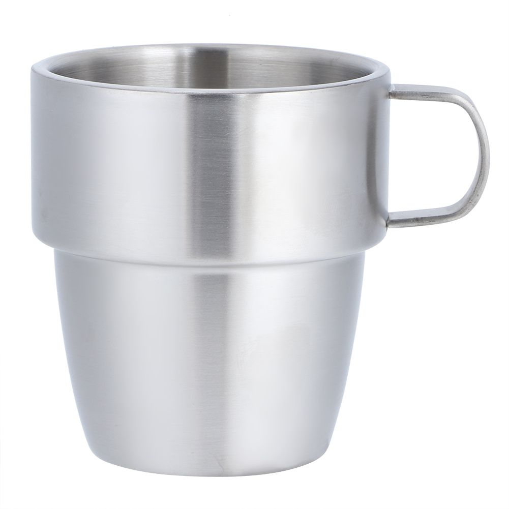 Household 304 Stainless Steel Double Layer Coffee Cup Mug with Handle for view 2
