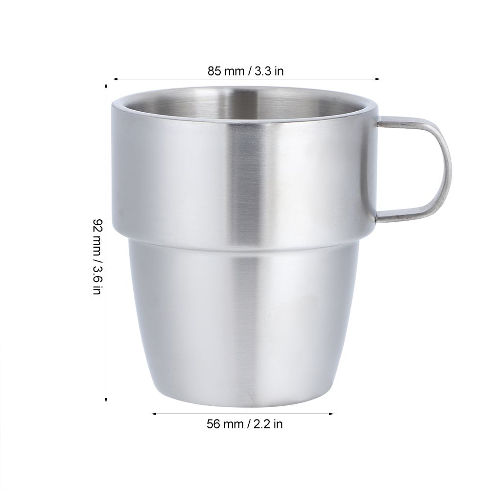 Household 304 Stainless Steel Double Layer Coffee Cup Mug with Handle for view 9