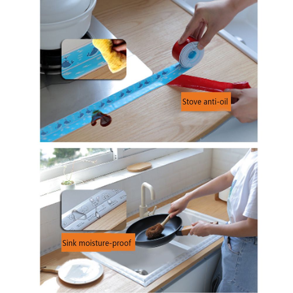 PVC Gaps Waterproof Sealing Strip Stovetop Toilet Self Adhesive Tape for view 8