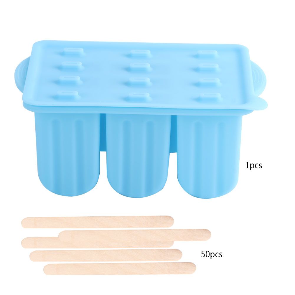 12-Grids Food Grade Silicone Ice Cream Mold Maker Making Tool with Cover and view 2