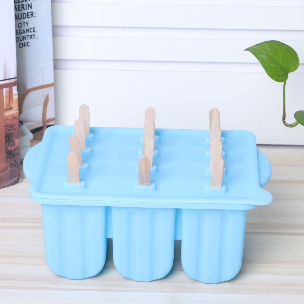 12-Grids Food Grade Silicone Ice Cream Mold Maker Making Tool with Cover and view 4