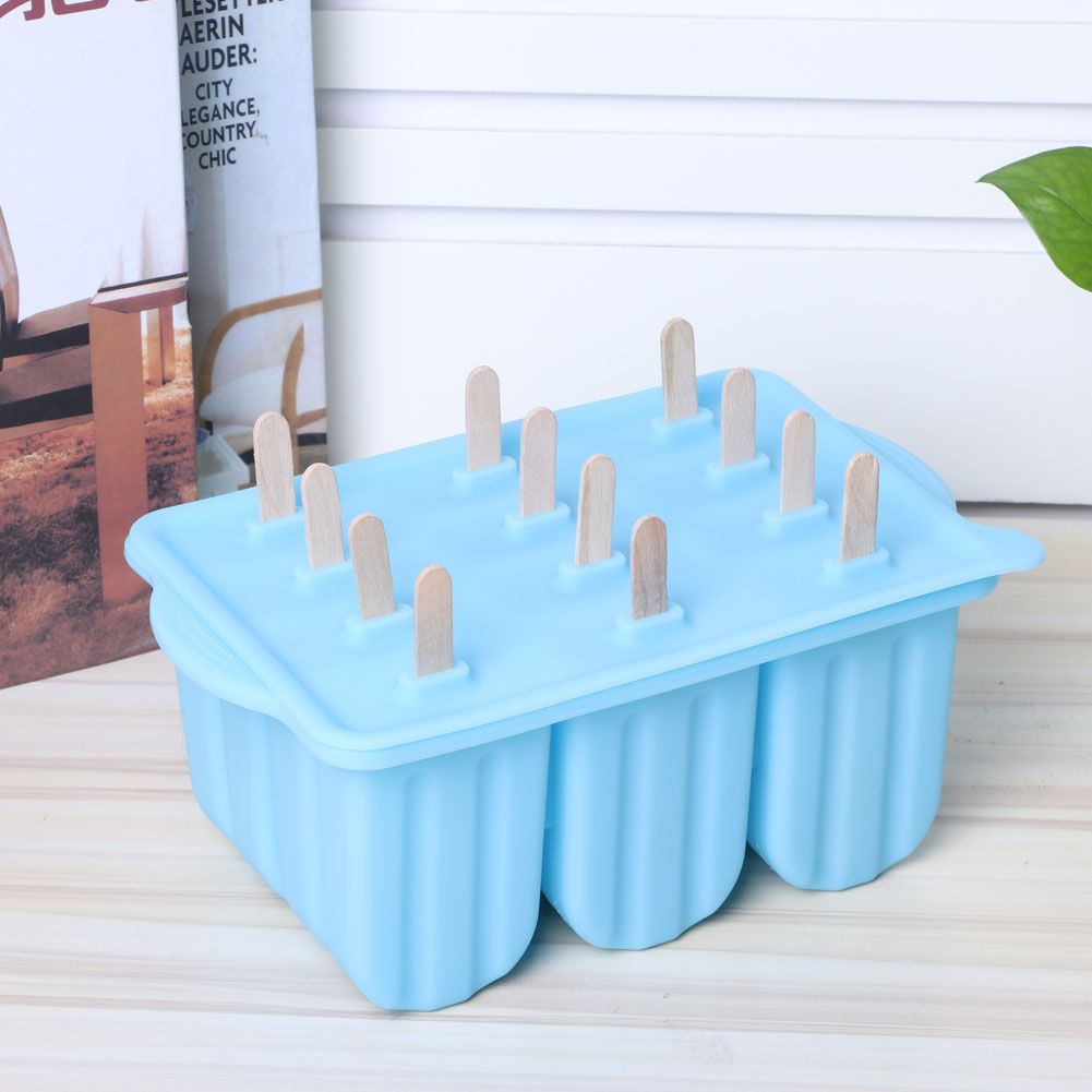12-Grids Food Grade Silicone Ice Cream Mold Maker Making Tool with Cover and view 5