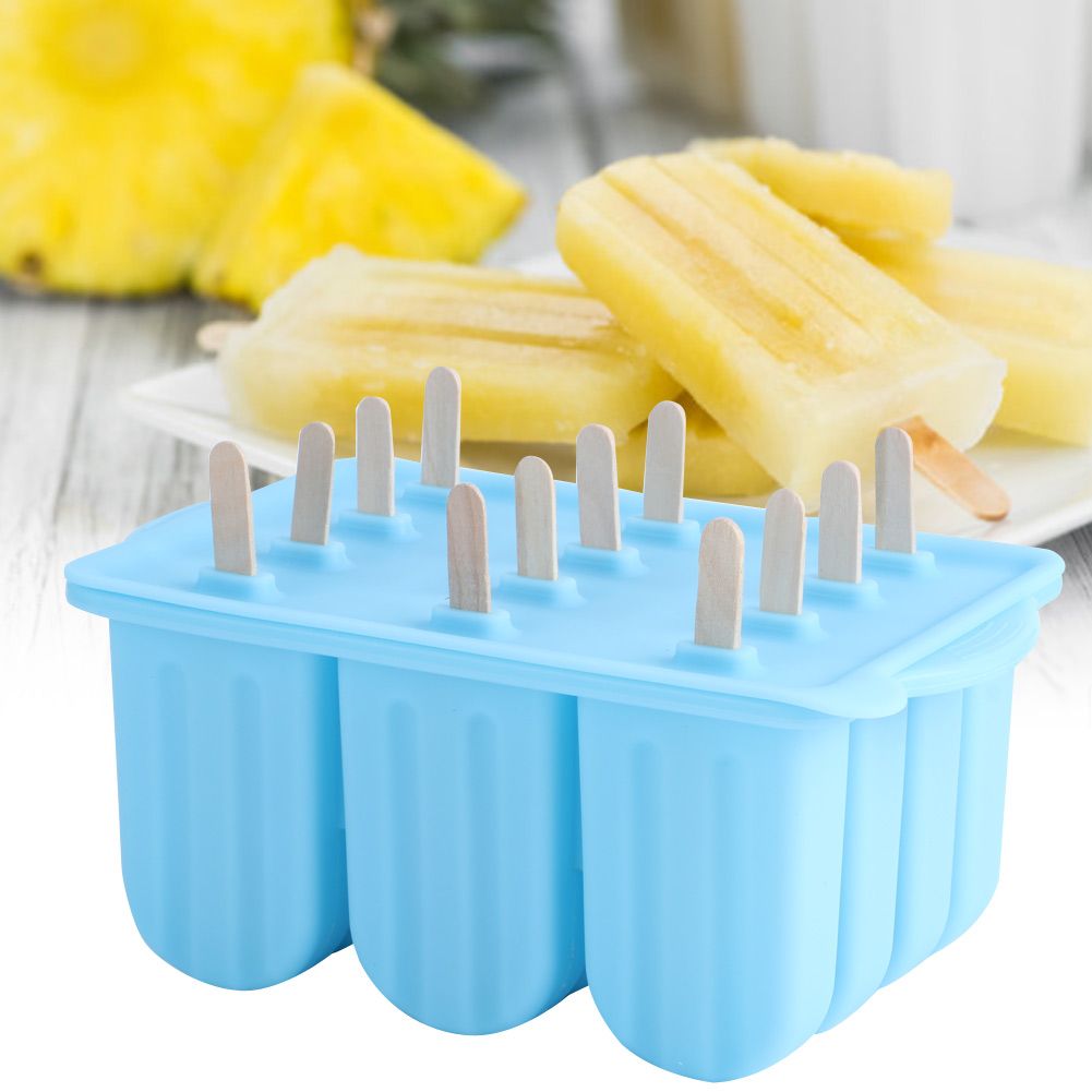 12-Grids Food Grade Silicone Ice Cream Mold Maker Making Tool with Cover and view 6