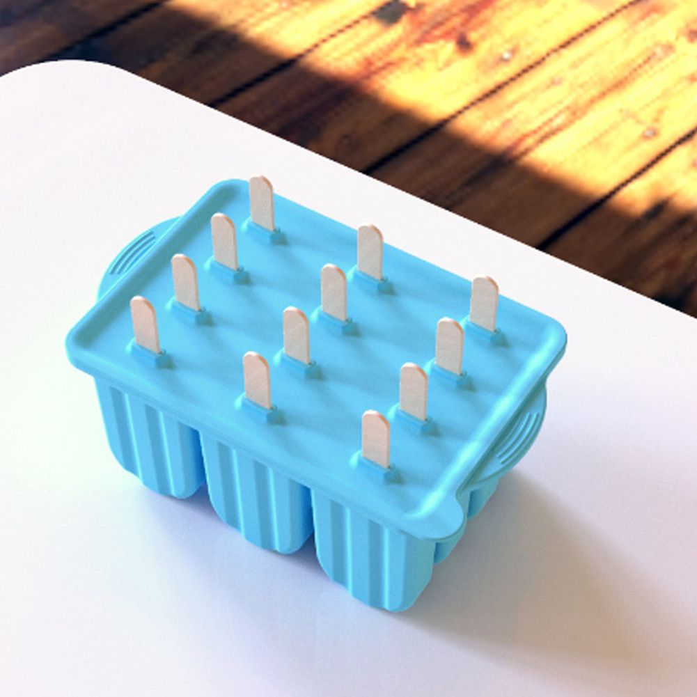 12-Grids Food Grade Silicone Ice Cream Mold Maker Making Tool with Cover and view 7