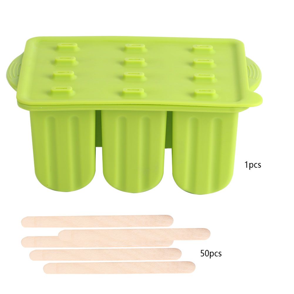 12-Grids Food Grade Silicone Ice Cream Mold Maker Making Tool with Cover and view 2