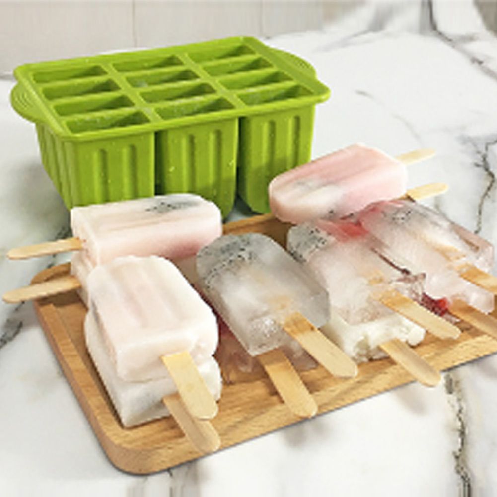 12-Grids Food Grade Silicone Ice Cream Mold Maker Making Tool with Cover and view 6