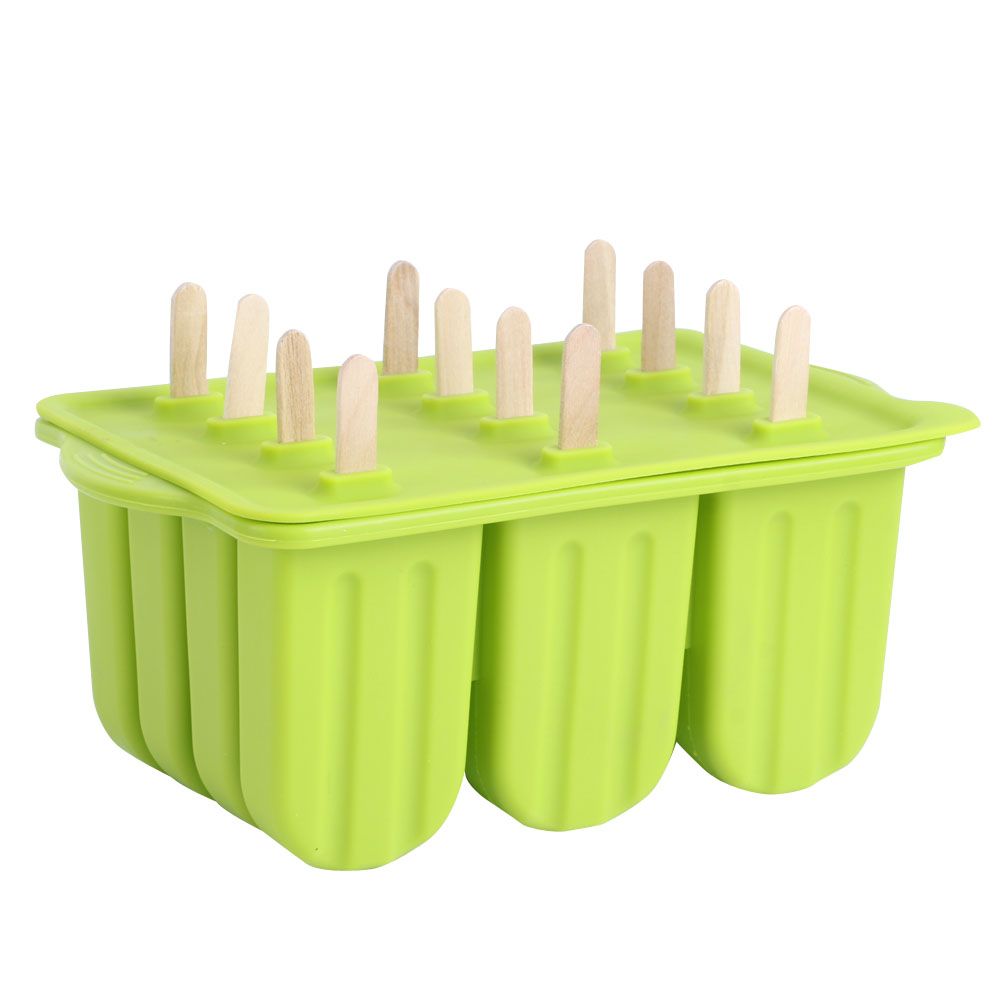 12-Grids Food Grade Silicone Ice Cream Mold Maker Making Tool with Cover and view 12