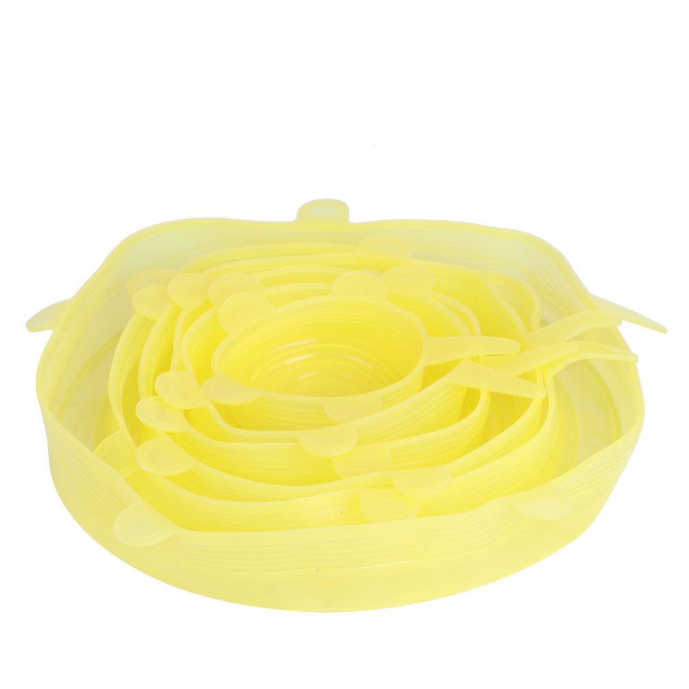 6Pcs/Set Kitchen Silicone Reusable Food Fruit Storage Preservation Stretch view 2