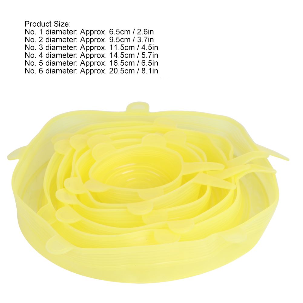 6Pcs/Set Kitchen Silicone Reusable Food Fruit Storage Preservation Stretch view 10