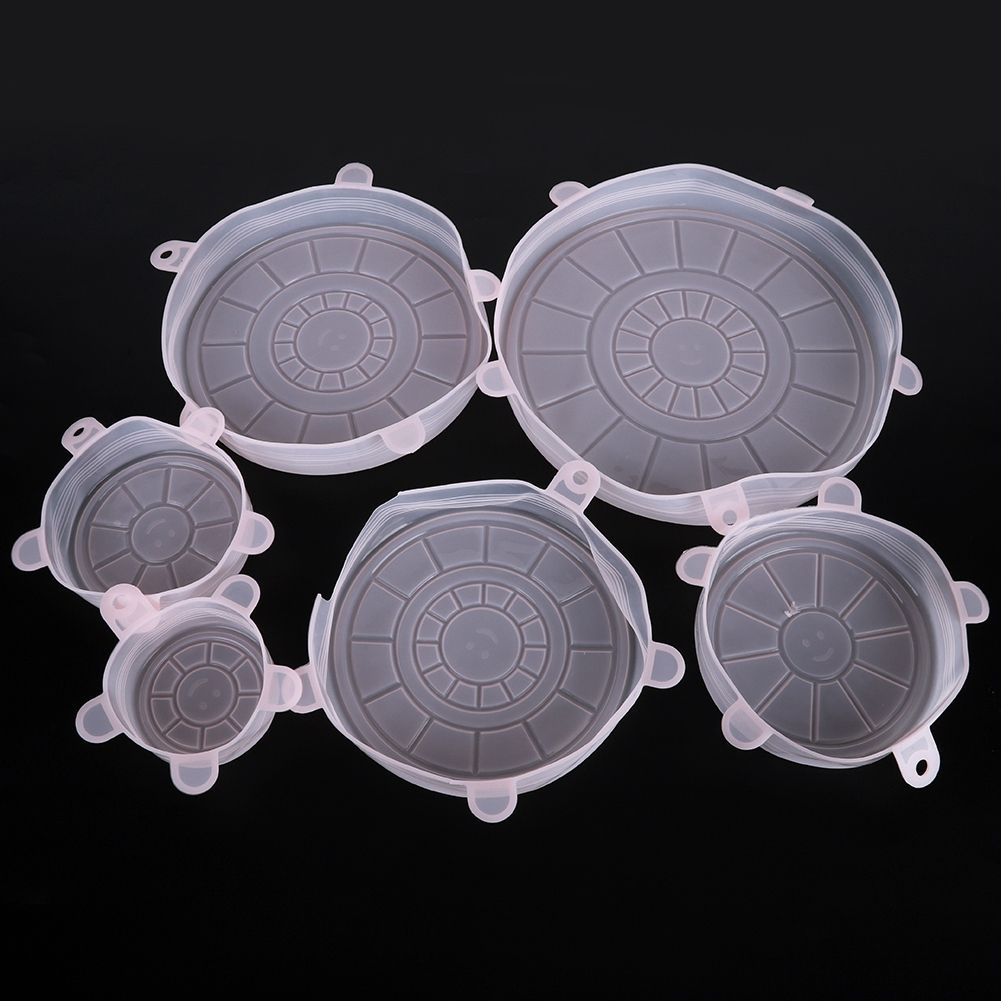6Pcs/Set Silicone Reusable Stretchable Food Fruit Preservation Cover Lid for view 8