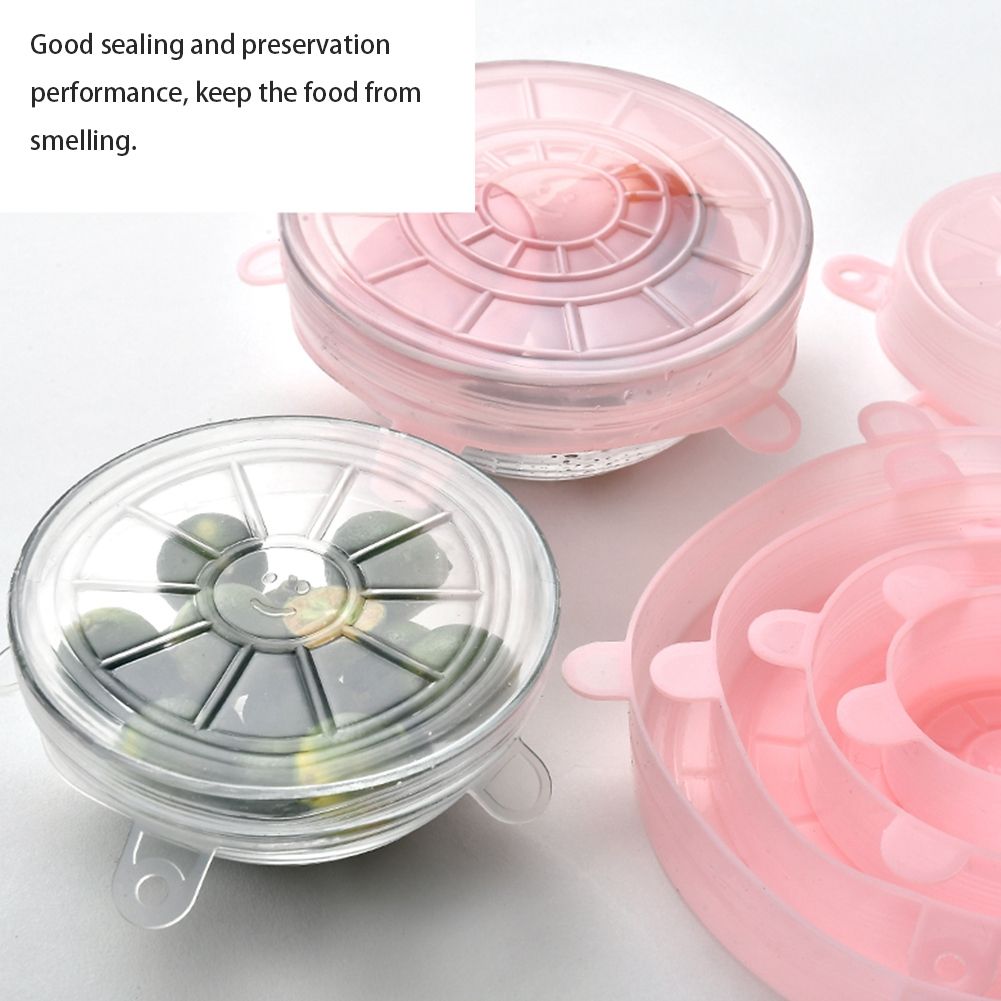 6Pcs/Set Silicone Reusable Stretchable Food Fruit Preservation Cover Lid for view 11