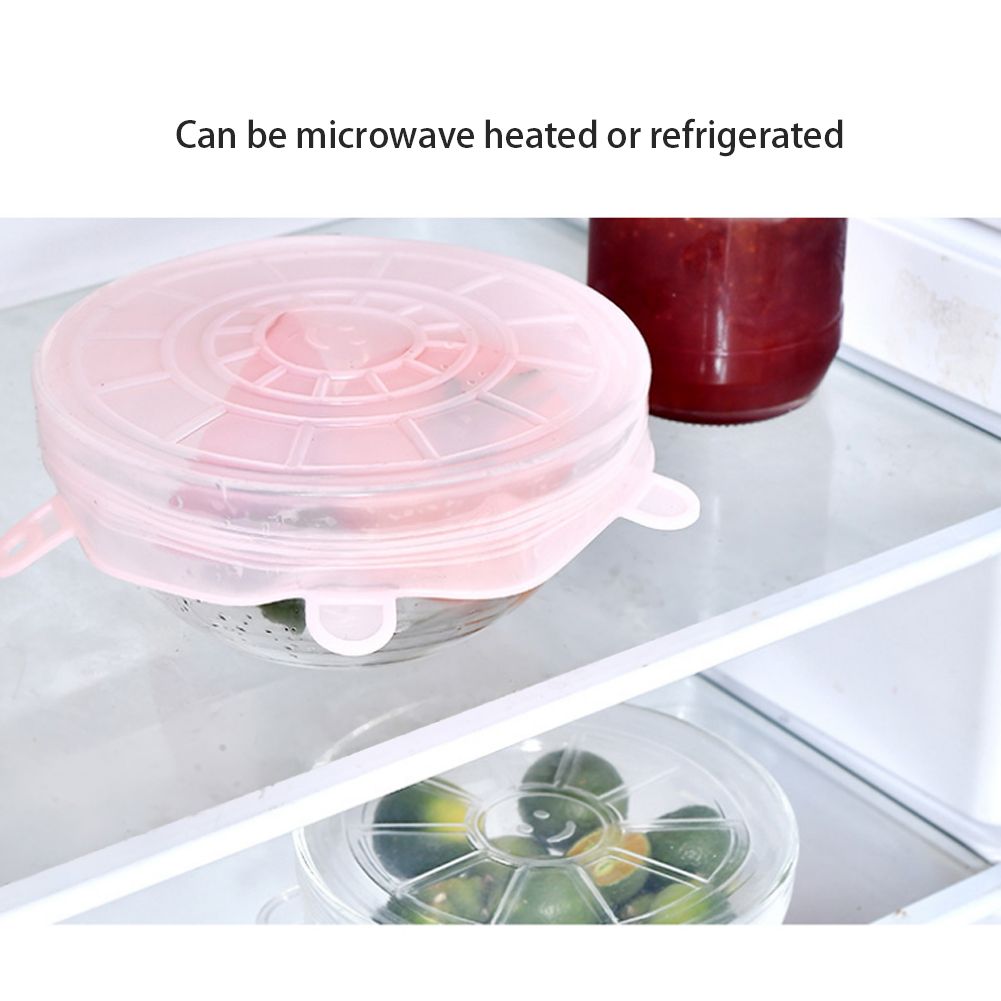 6Pcs/Set Silicone Reusable Stretchable Food Fruit Preservation Cover Lid for view 12