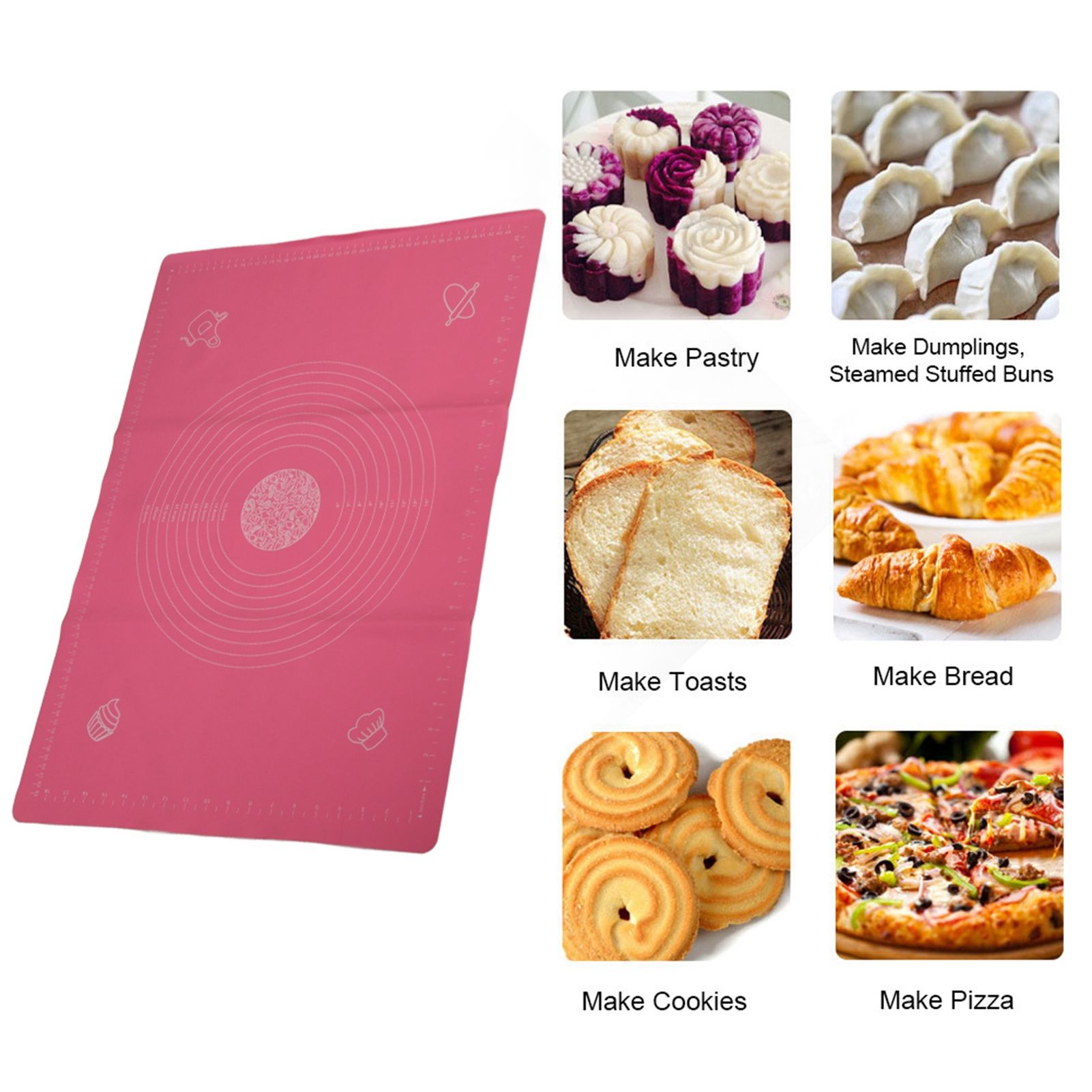 Silicone Non-Stick Rolling Kneading Dough Pad Mat with Scales Kitchen Baking view 9